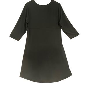 Juling Women’s 3/4 Sleeve V-Neck Faux Wrap High Low Midi Dress Black Size L.